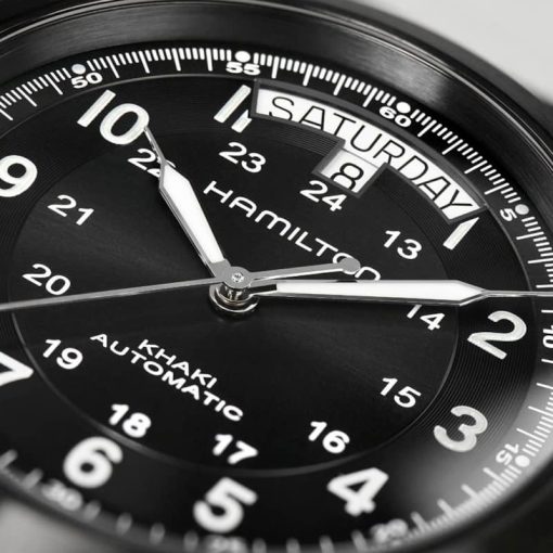 Hamilton Khaki Field King Automatic Black Dial & Leather Strap Watch, 40mm - Image 4