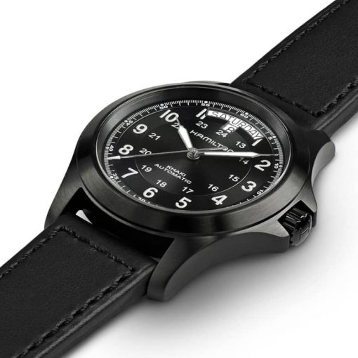 Hamilton Khaki Field King Automatic Black Dial & Leather Strap Watch, 40mm - Image 2