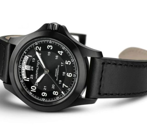 Hamilton Khaki Field King Automatic Black Dial & Leather Strap Watch, 40mm - Image 3