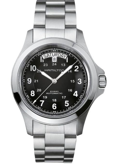 Hamilton Khaki Field King Auto Black Dial Stainless Steel Bracelet Watch, 40mm
