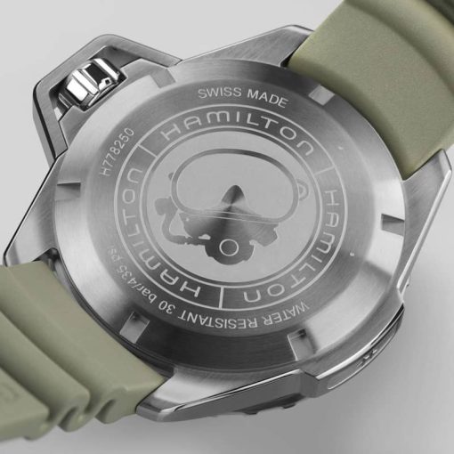Hamilton Khaki Navy Frogman Auto Black Dial Green Rubber Strap Watch, 46mm - Image 4