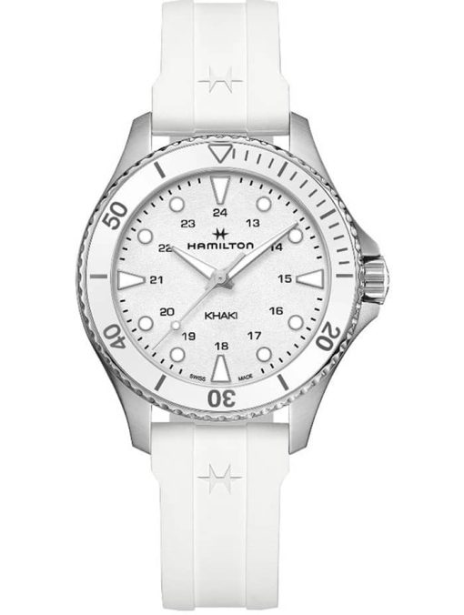 Hamilton Khaki Navy Scuba Quartz White Dial & Rubber Strap Watch, 37mm