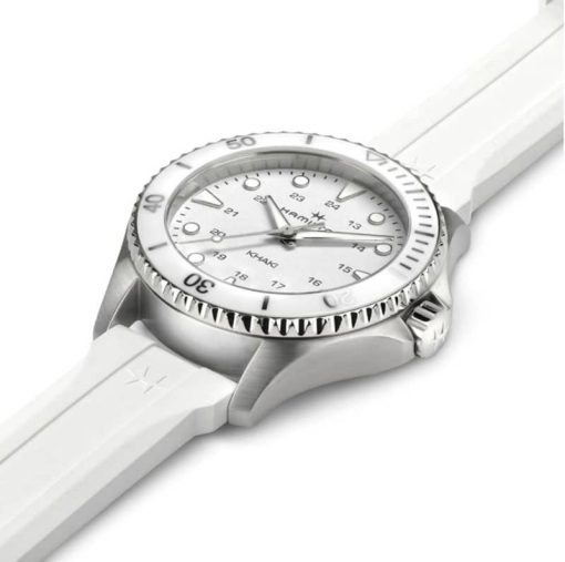 Hamilton Khaki Navy Scuba Quartz White Dial & Rubber Strap Watch, 37mm - Image 2