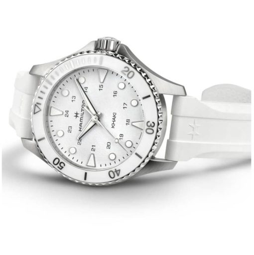 Hamilton Khaki Navy Scuba Quartz White Dial & Rubber Strap Watch, 37mm - Image 3