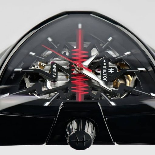 Hamilton Ventura Elvis80 Skeleton Automatic Black Dial & Rubber Strap Watch, 42.5mm x 44.6mm - Image 4