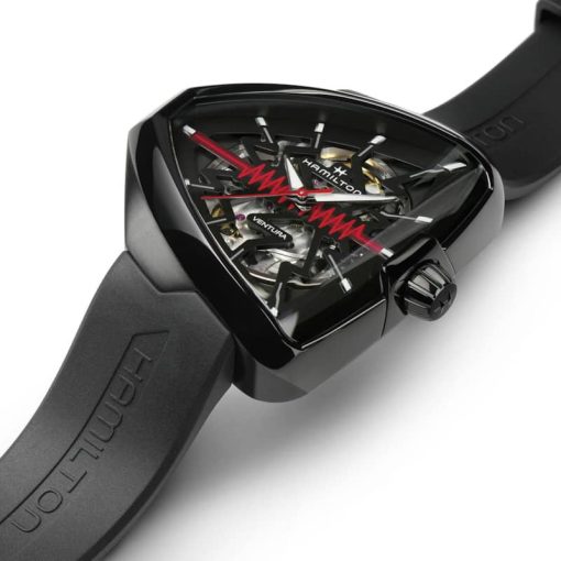 Hamilton Ventura Elvis80 Skeleton Automatic Black Dial & Rubber Strap Watch, 42.5mm x 44.6mm - Image 2