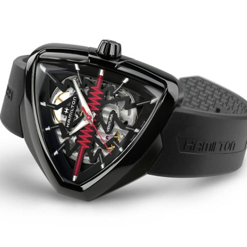 Hamilton Ventura Elvis80 Skeleton Automatic Black Dial & Rubber Strap Watch, 42.5mm x 44.6mm - Image 3