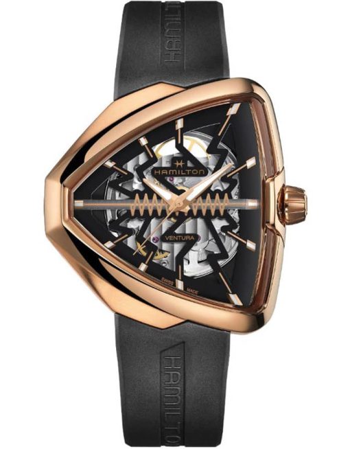 Hamilton Ventura Elvis80 Skeleton Automatic Black Dial & Rubber Watch, 42.5mm x 44.6mm