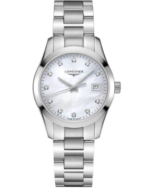 Longines Conquest Classic Stainless Steel Watch, White MOP Dial, 34mm