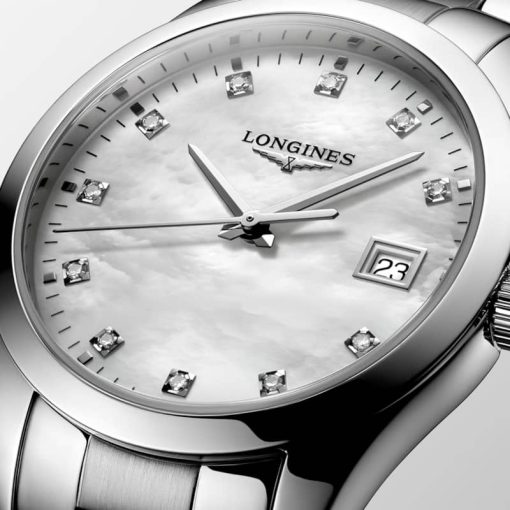 Longines Conquest Classic Stainless Steel Watch, White MOP Dial, 34mm - Image 3