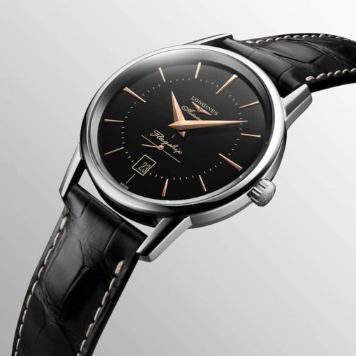 Longines Flagship Heritage Black Dial Leather Strap Watch, 38mm - Image 2