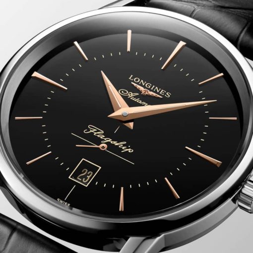 Longines Flagship Heritage Black Dial Leather Strap Watch, 38mm - Image 3