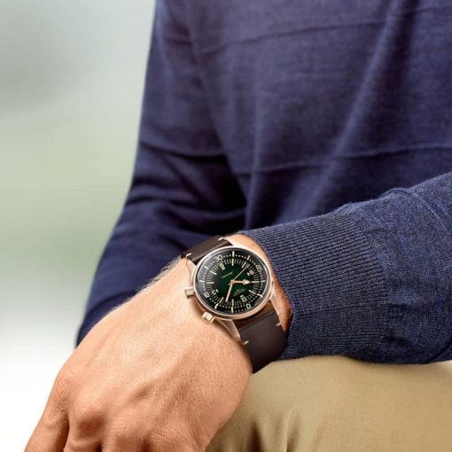 Longines Legend Diver Automatic Brown Leather Watch, Green Dial, 42mm - Image 5