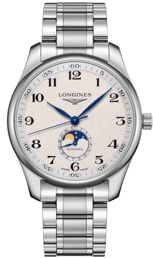 Longines Master Collection Automatic Moonphase Silver Barleycorn Dial Watch, 42mm