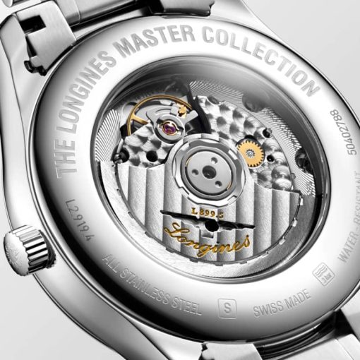 Longines Master Collection Automatic Moonphase Silver Barleycorn Dial Watch, 42mm - Image 4