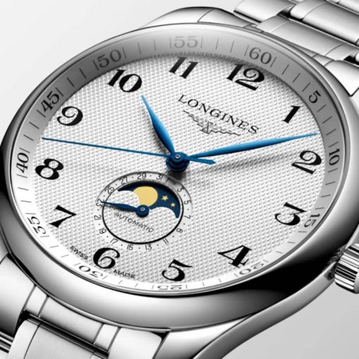 Longines Master Collection Automatic Moonphase Silver Barleycorn Dial Watch, 42mm - Image 2