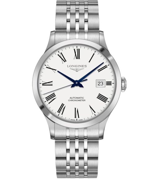 Longines Record Collection Stainless Steel Case And White Dial Mens Watch