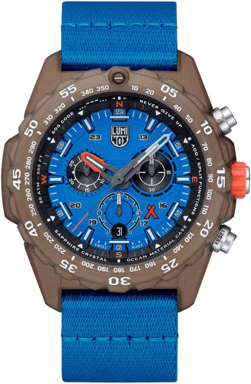 Luminox Bear Grylls #TIDE Survival ECO Master Sustainable Outdoor Chronograph Blue Dial & Strap Watch, 45mm