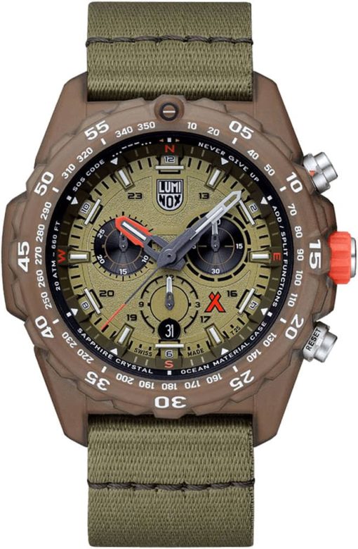 Luminox Bear Grylls #TIDE Survival ECO Master Sustainable Outdoor Chronograph Olive Green Dial & Strap Watch, 45mm