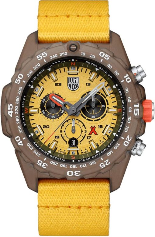 Luminox Bear Grylls #TIDE Survival ECO Master Sustainable Outdoor Chronograph Yellow Dial & Strap Watch, 45mm