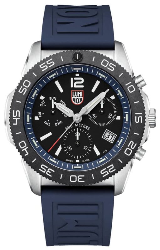 Luminox Pacific Diver Chronograph Black Dial Blue Rubber Strap Diver Watch, 44mm