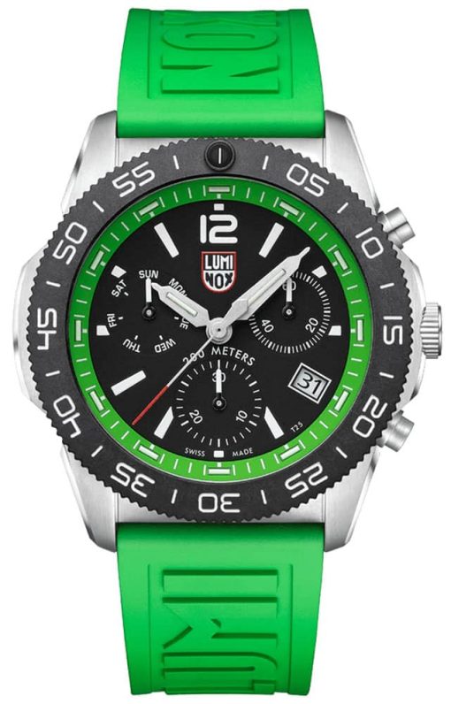 Luminox Pacific Diver Chronograph Black Dial Green Rubber Strap Diver Watch, 44mm