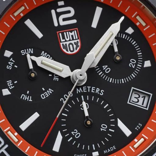 Luminox Pacific Diver Chronograph Black Dial Orange Rubber Strap Diver Watch, 44mm - Image 3