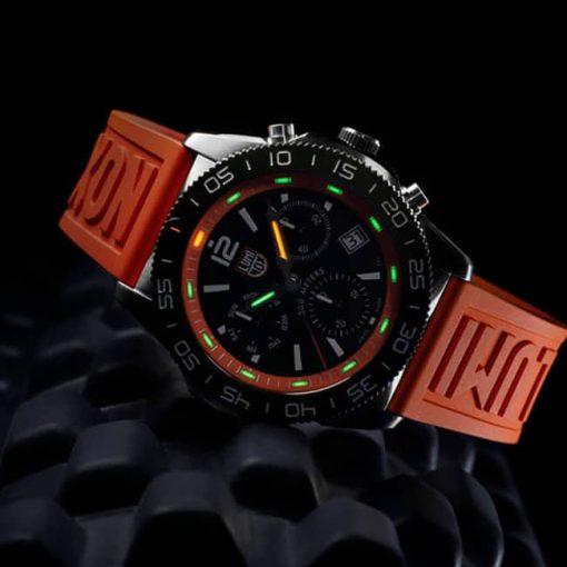 Luminox Pacific Diver Chronograph Black Dial Orange Rubber Strap Diver Watch, 44mm - Image 9