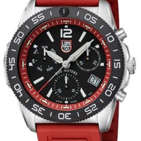 Luminox Pacific Diver Chronograph Black Dial Red Rubber Strap Diver Watch, 44mm - Image 8