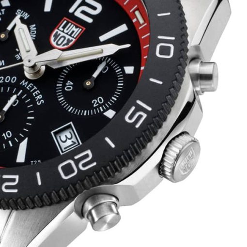 Luminox Pacific Diver Chronograph Black Dial Red Rubber Strap Diver Watch, 44mm - Image 4