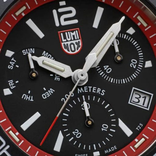 Luminox Pacific Diver Chronograph Black Dial Red Rubber Strap Diver Watch, 44mm - Image 3