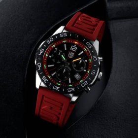 Luminox Pacific Diver Chronograph Black Dial Red Rubber Strap Diver Watch, 44mm - Image 9