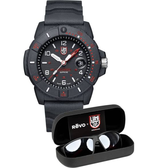 Luminox X Revo Set: Navy Seal 3165 Black Dial 45mm Watch w/ Polarized Sunglasses