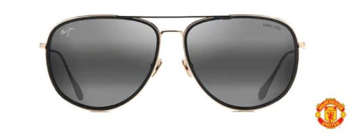 Maui Jim Fair Winds Gold With Black Matte Polarized Sunglasses, Neutral Grey Lenses, 58mm