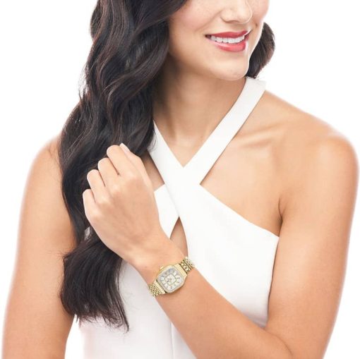 Michele Meggie MOP w/ Diamond Dial Gold-Tone Bracelet Watch, 27mm - Image 3