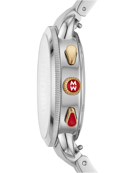 Michele Sporty Sport Sail Chronograph Wheat Sunray Dial &  Silicone-Wrapped Steel Bracelet Watch, 38mm - Image 2