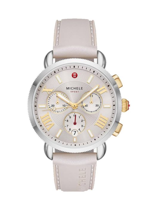 Michele Sporty Sport Sail Wheat Silicone Watch, Cream Dial, 38mm