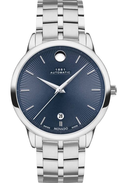 Movado 1881 Automatic Blue Textured Dial Stainless Steel Watch, 39mm