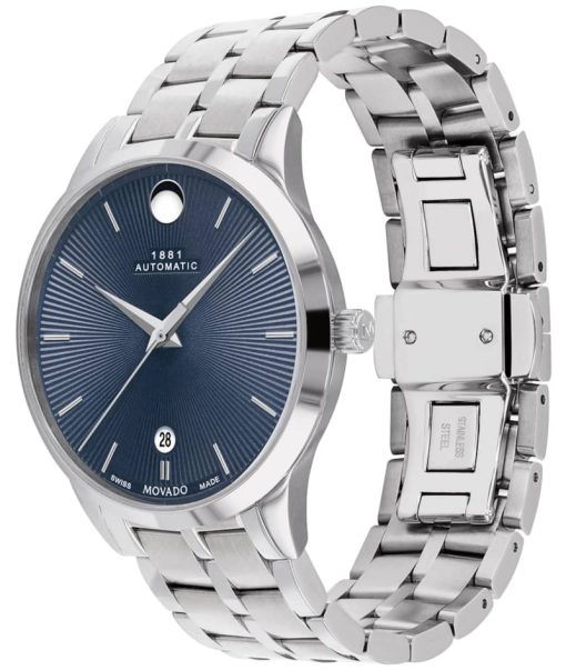 Movado 1881 Automatic Blue Textured Dial Stainless Steel Watch, 39mm - Image 2