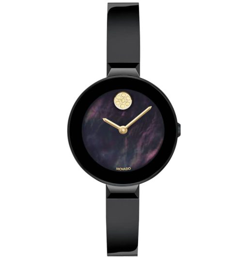 Movado BOLD Black Sunray MOP Dial & Bangle Bracelet Watch, 28mm