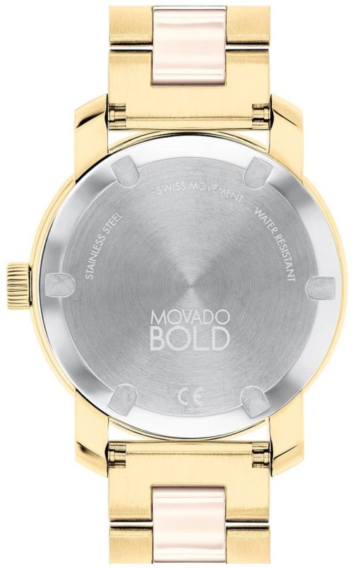 Movado BOLD Ceramic Taupe Dial Two-Tone Ion-Plated SS Link Bracelet Watch, 36mm - Image 3