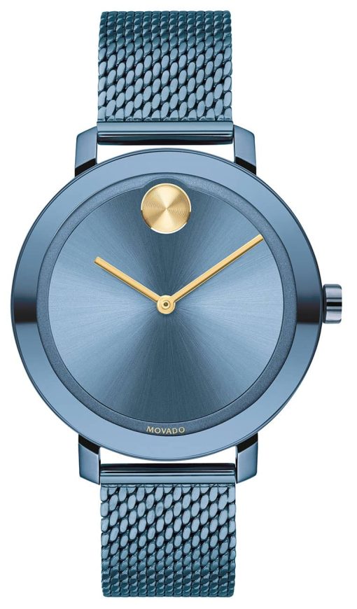 Movado BOLD Evolution Light Blue Dial & Mesh Bracelet Watch, 34mm