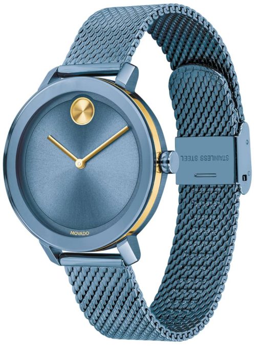 Movado BOLD Evolution Light Blue Dial & Mesh Bracelet Watch, 34mm - Image 2