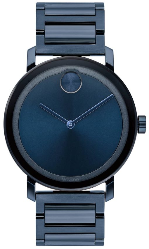 Movado BOLD Evolution Blue Sunray Dial & Ion-Plated SS Link Bracelet Watch, 40mm