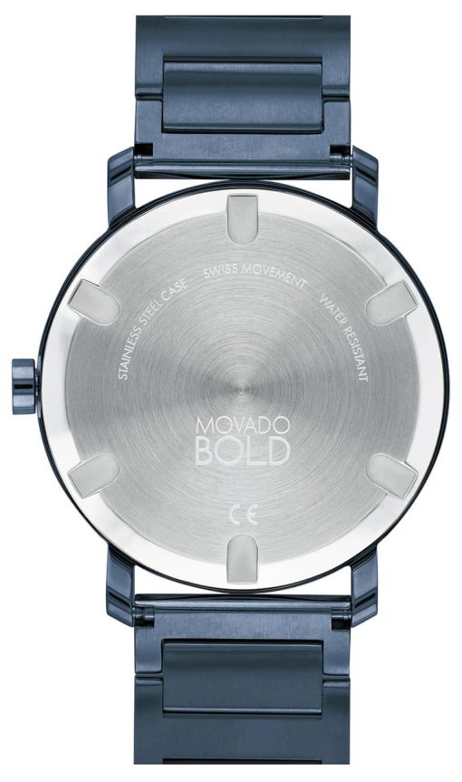 Movado BOLD Evolution Blue Sunray Dial & Ion-Plated SS Link Bracelet Watch, 40mm - Image 3