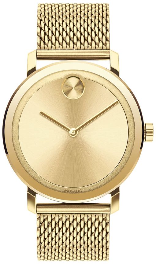 Movado BOLD Evolution Yellow Gold-Tone Dial & Ion-Plated SS Mesh Bracelet Watch, 40mm