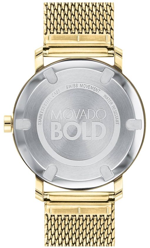 Movado BOLD Evolution Yellow Gold-Tone Dial & Ion-Plated SS Mesh Bracelet Watch, 40mm - Image 3