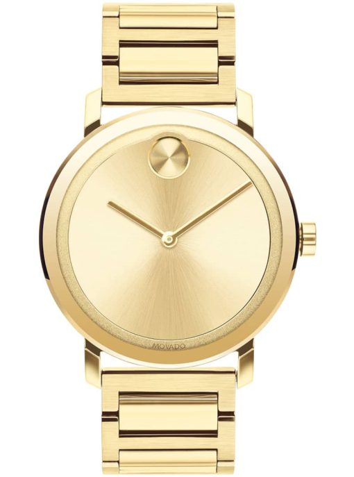 Movado BOLD Evolution Yellow Gold-Tone Sunray Dial & Ion-Plated SS Link Bracelet Watch, 40mm