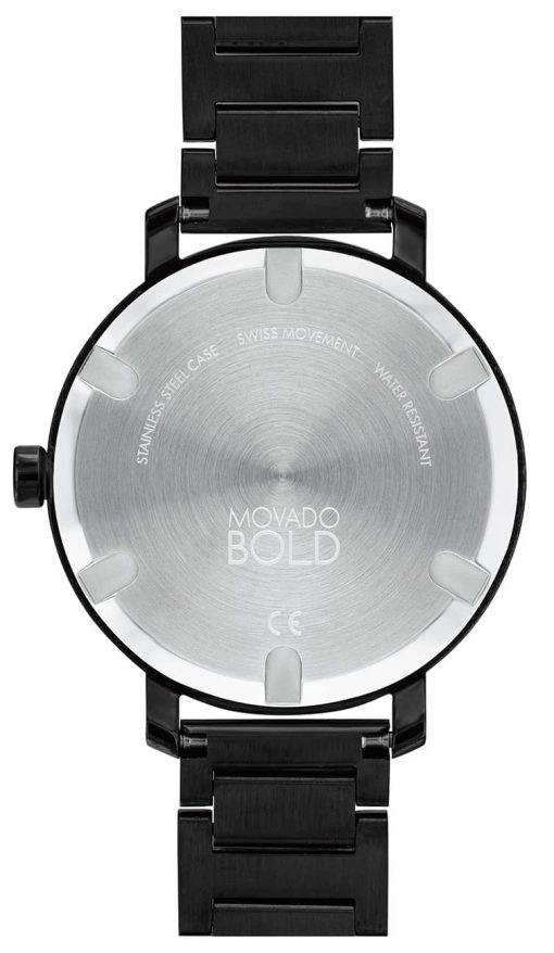 Movado BOLD Evolution Black Glitter Dial & Ion-Plated SS Link Bracelet Watch, 34mm - Image 3