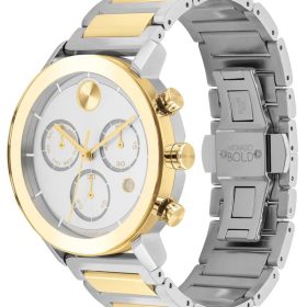 Movado BOLD Evolution Chronograph Silver-Tone Metallic Dial Two-Tone SS Link Bracelet Watch, 42mm - Image 2